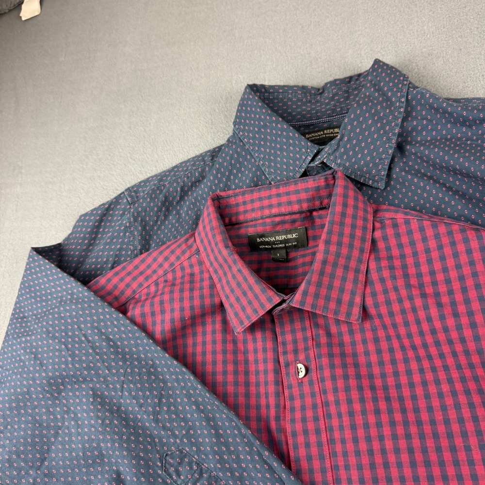 Banana Republic Shirt Men's L Blue Camden Tailored Slim Fit 078 Wash Lot of 2